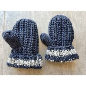 BABY GAP Navy Cable Knit Fleece Lined Mittens Gloves Boys Toddler S/M 2-3Y Warm